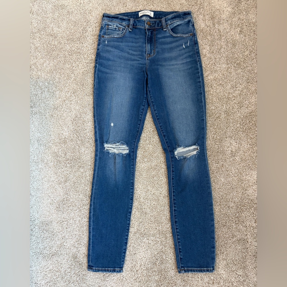 Abercrombie & Fitch Dark Blue Ripped Skinny Jeans